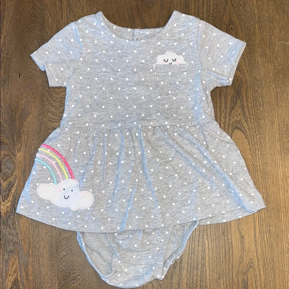 Carter's Gray Polka Dot Diaper Cover with Rainbow Cloud